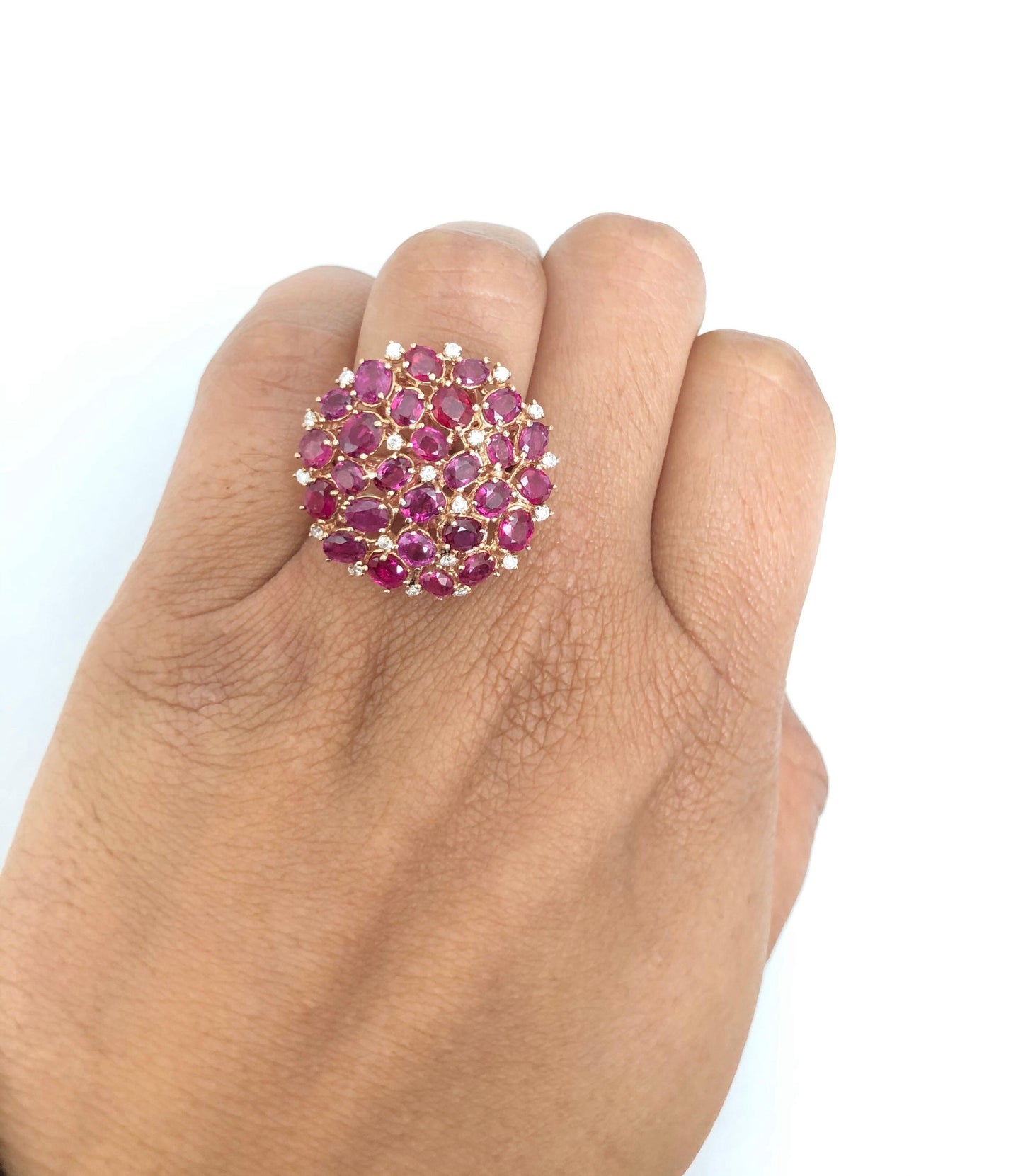 6.03 Carat Ruby Diamond 14 Karat Rose Gold Cocktail Ring