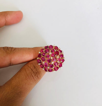 6.03 Carat Ruby Diamond 14 Karat Rose Gold Cocktail Ring