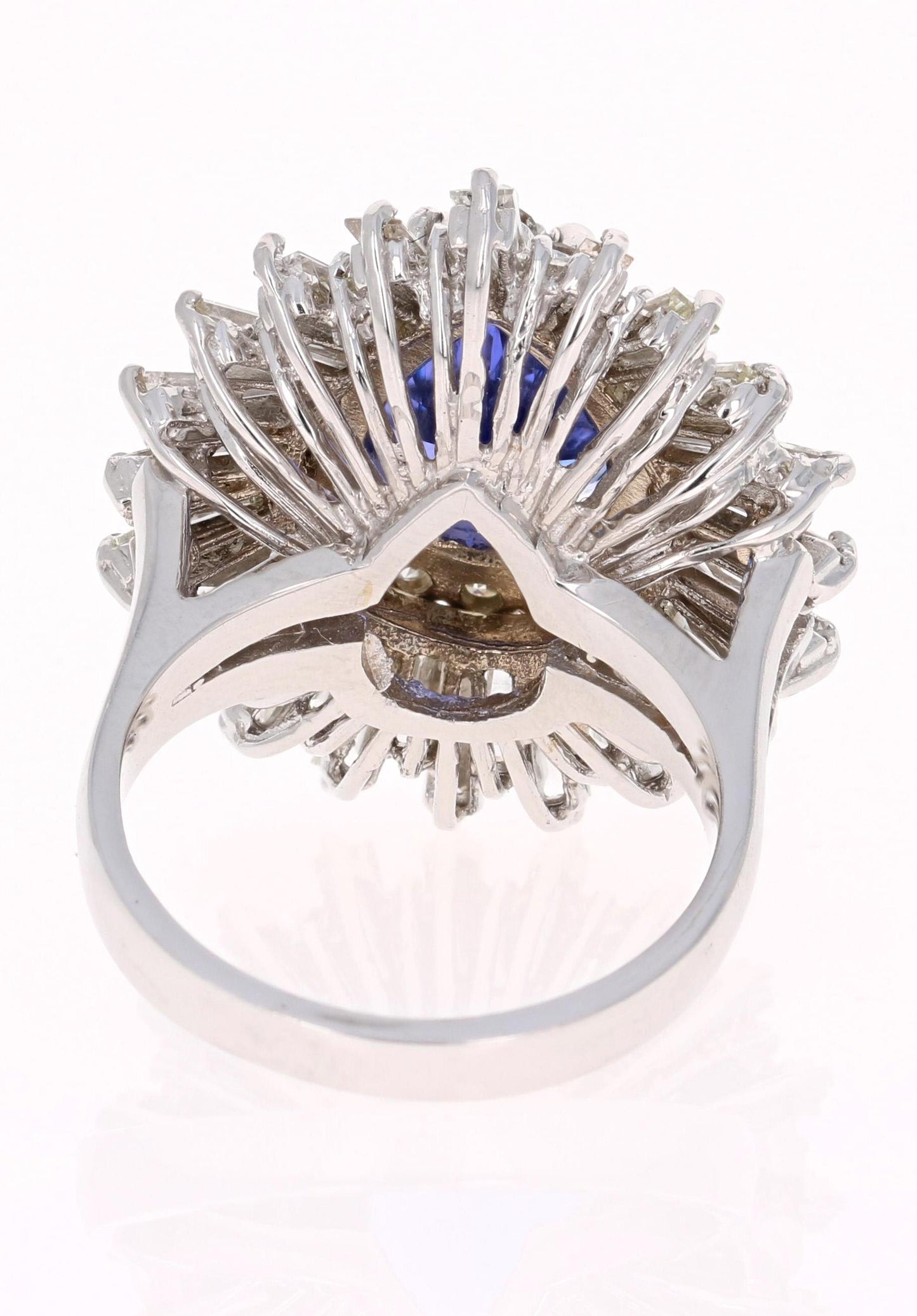 6.16 Carat Ballerina Tanzanite Diamond Cocktail Ring 14 Karat White Gold