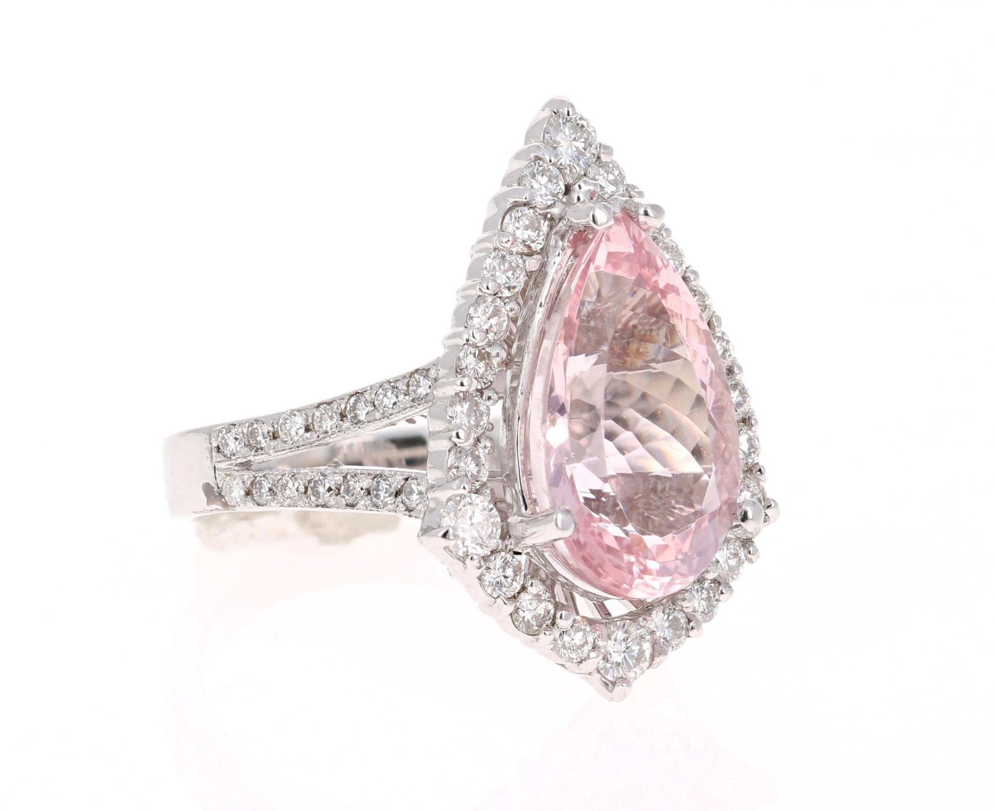 6.18 Carat Pink Morganite Diamond White Gold Engagement Ring