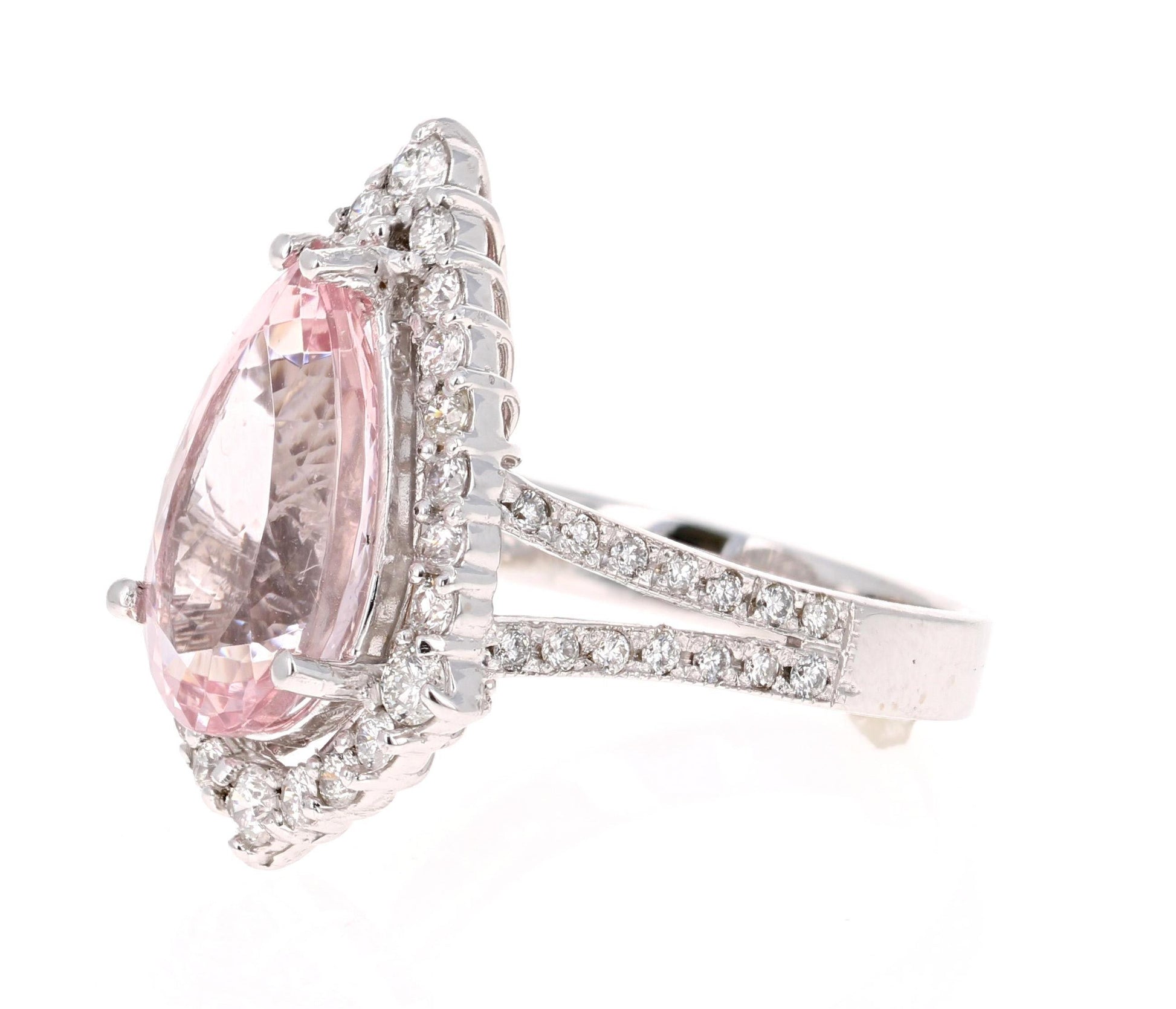6.18 Carat Pink Morganite Diamond White Gold Engagement Ring
