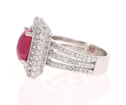 6.64 Carat Ruby Diamond Platinum Cocktail Ring GIA Certified