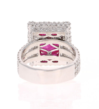 6.64 Carat Ruby Diamond Platinum Cocktail Ring GIA Certified
