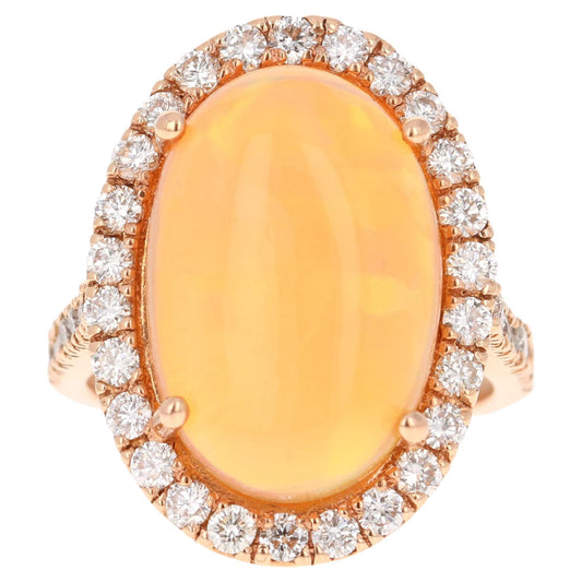8.07 Carat Opal Diamond 14 Karat Rose Gold Ring