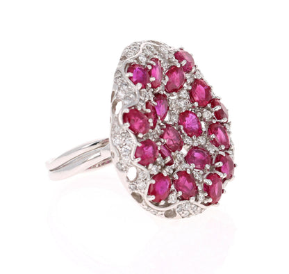 8.70 Carat Ruby and Diamond 14 Karat White Gold Cocktail Ring
