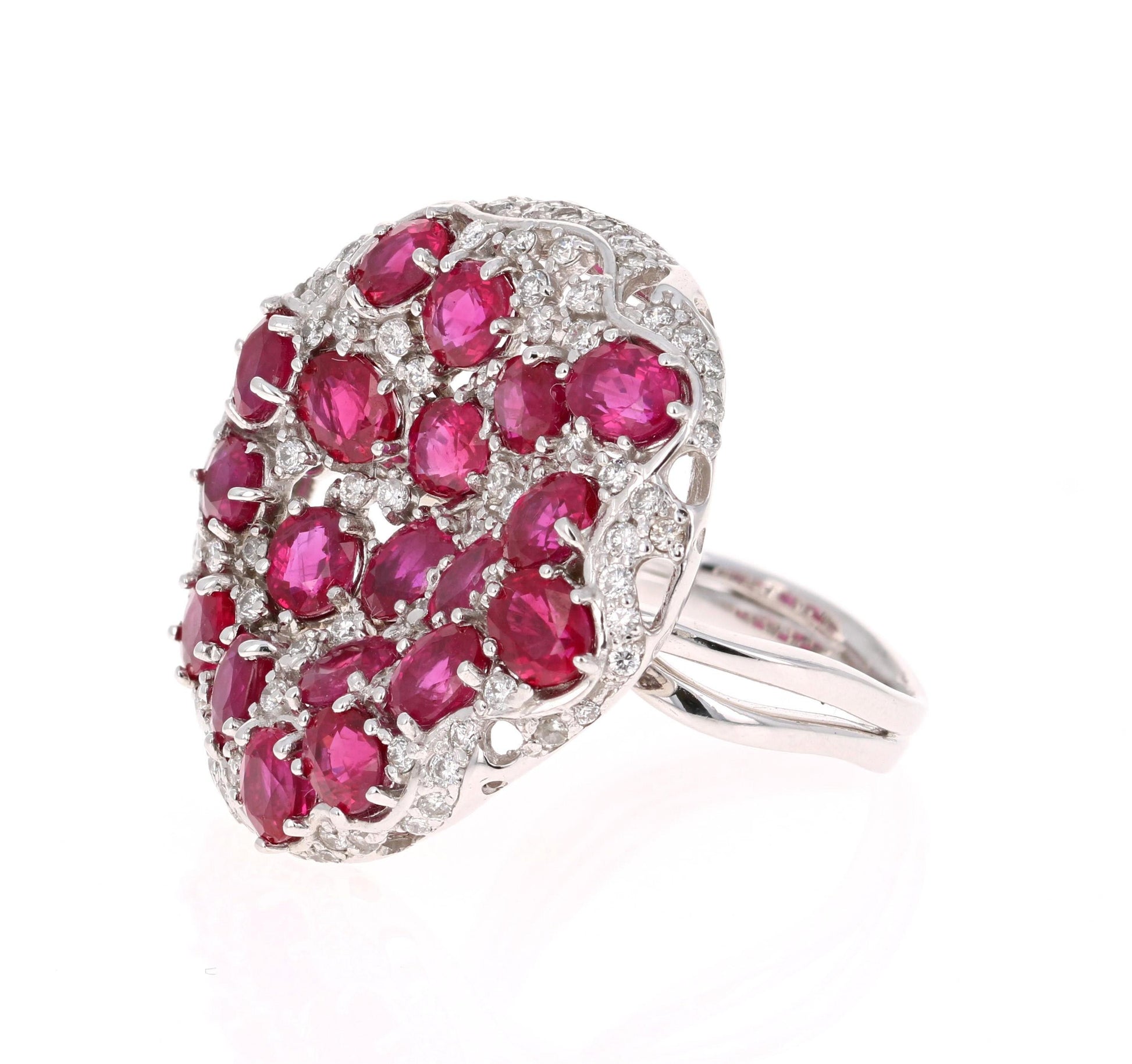 8.70 Carat Ruby and Diamond 14 Karat White Gold Cocktail Ring