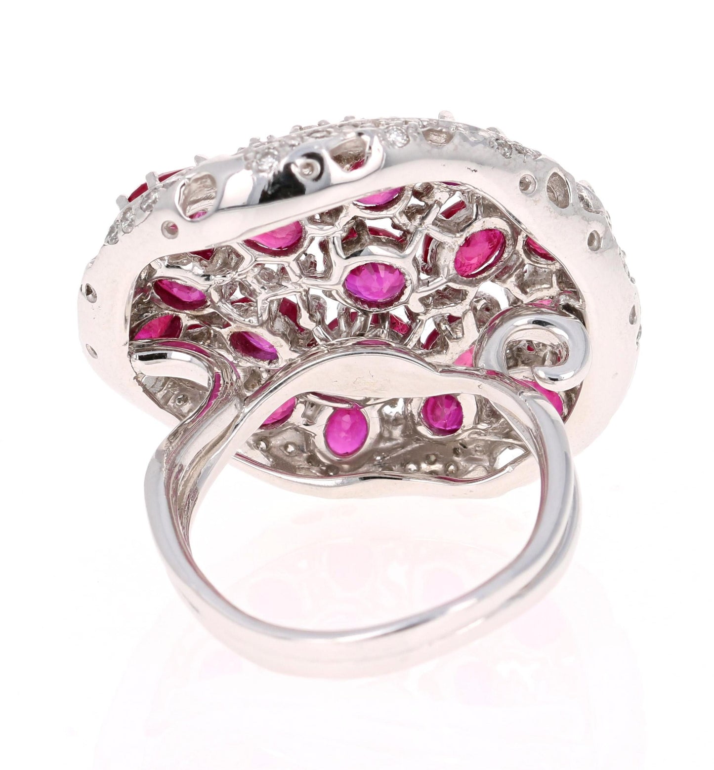 8.70 Carat Ruby and Diamond 14 Karat White Gold Cocktail Ring