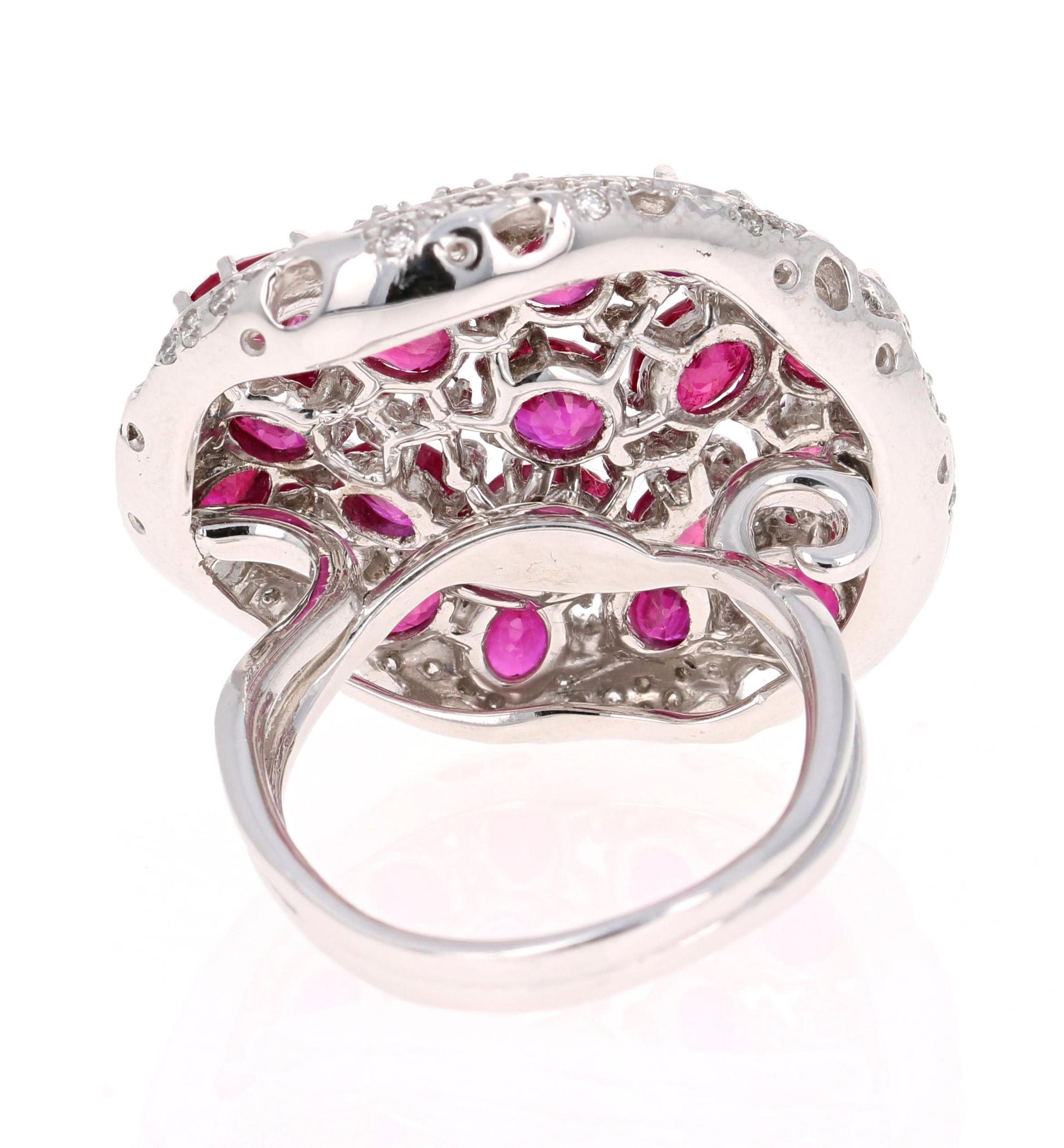 8.70 Carat Ruby and Diamond 14 Karat White Gold Cocktail Ring