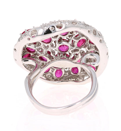 8.70 Carat Ruby and Diamond 14 Karat White Gold Cocktail Ring