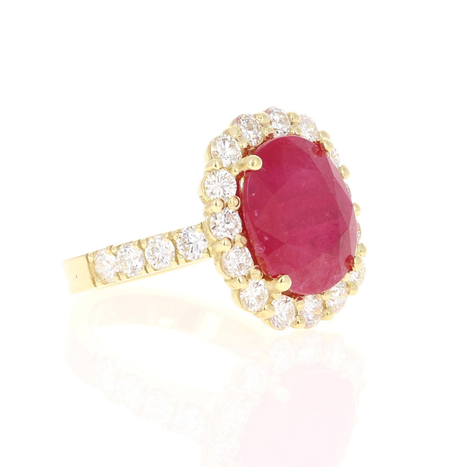9.33 Carat Ruby Diamond 18 Karat Yellow Gold Engagement Ring