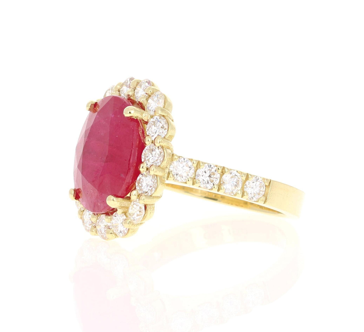 9.33 Carat Ruby Diamond 18 Karat Yellow Gold Engagement Ring