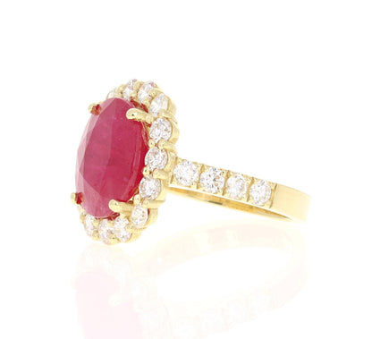 9.33 Carat Ruby Diamond 18 Karat Yellow Gold Engagement Ring