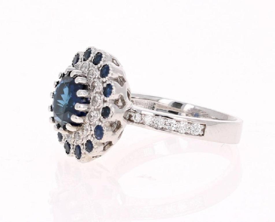Blue Sapphire Diamond 3.53 Carat Engagement Ring