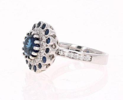 Blue Sapphire Diamond 3.53 Carat Engagement Ring