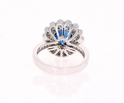 Blue Sapphire Diamond 3.53 Carat Engagement Ring