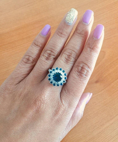 Blue Sapphire Diamond 3.53 Carat Engagement Ring