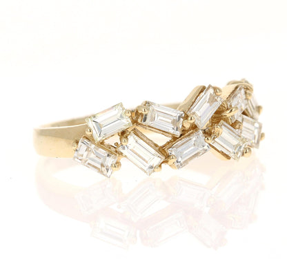 Natural Baguette Diamond Yellow Gold Stackable Band Ring