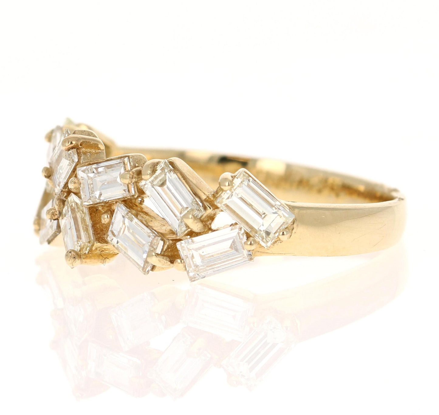 Natural Baguette Diamond Yellow Gold Stackable Band Ring
