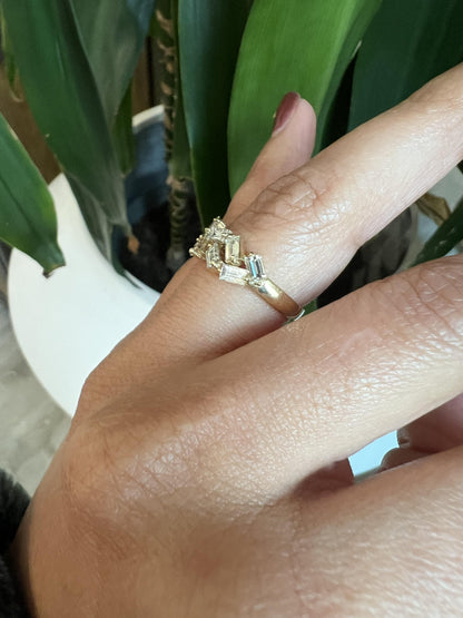 Natural Baguette Diamond Yellow Gold Stackable Band Ring