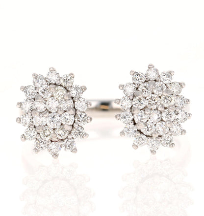 Natural Diamond 0.74 Carat White Gold Cuff Ring