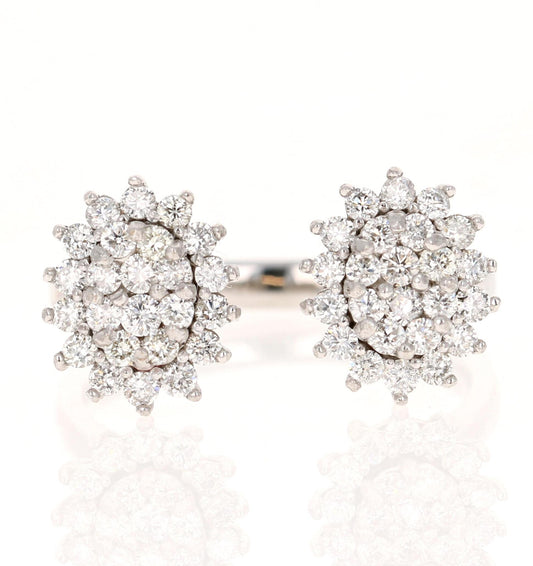 Natural Diamond 0.74 Carat White Gold Cuff Ring