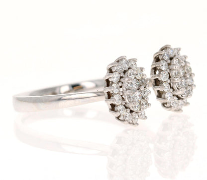 Natural Diamond 0.74 Carat White Gold Cuff Ring