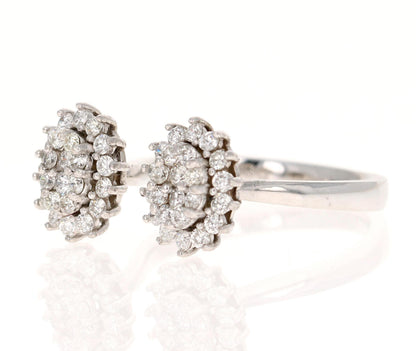 Natural Diamond 0.74 Carat White Gold Cuff Ring