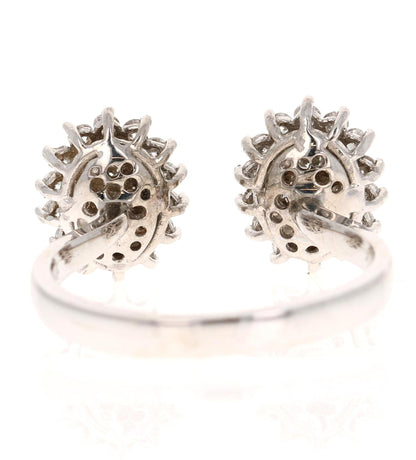 Natural Diamond 0.74 Carat White Gold Cuff Ring