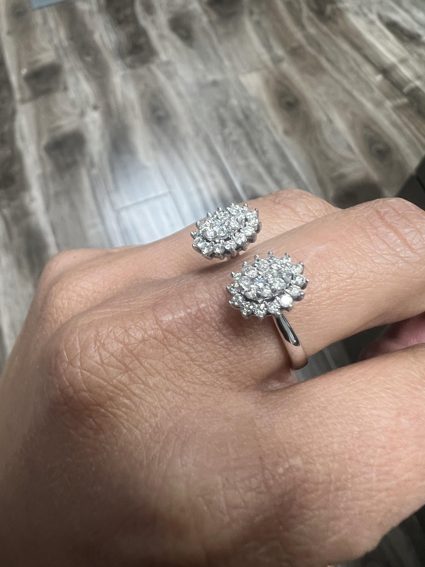 Natural Diamond 0.74 Carat White Gold Cuff Ring