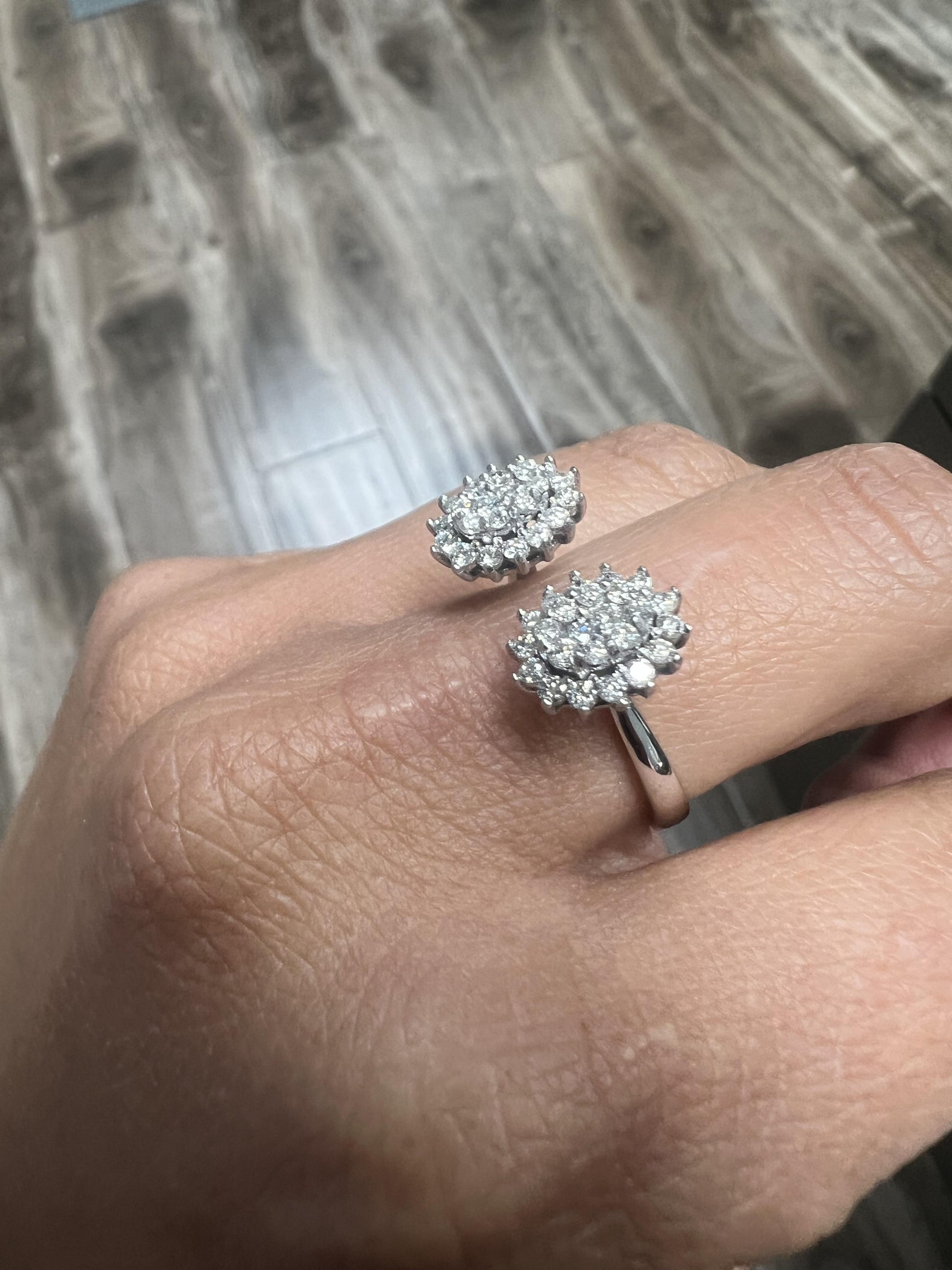 Natural Diamond 0.74 Carat White Gold Cuff Ring