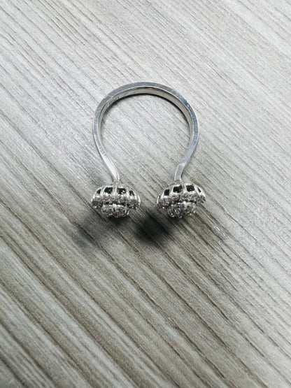Natural Diamond 0.74 Carat White Gold Cuff Ring