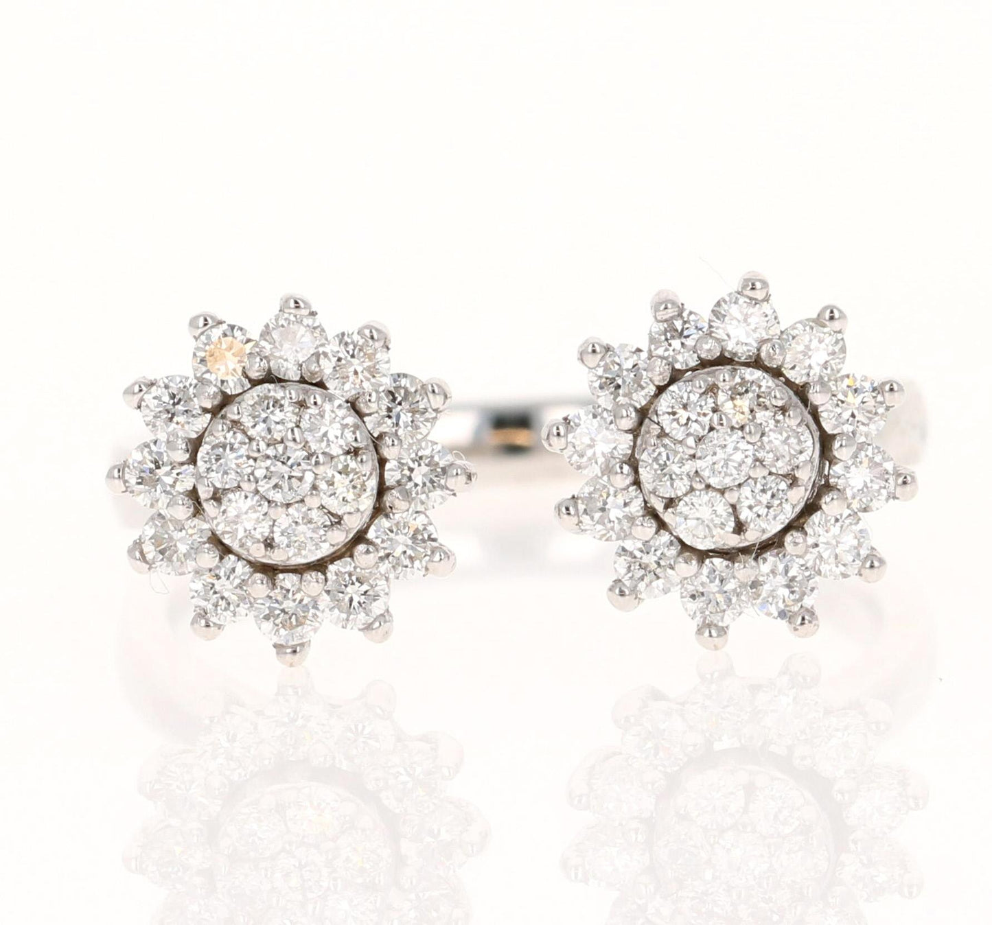 Natural Diamond 0.68 Carat White Gold Cluster Cuff Ring