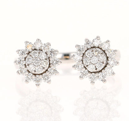 Natural Diamond 0.68 Carat White Gold Cluster Cuff Ring