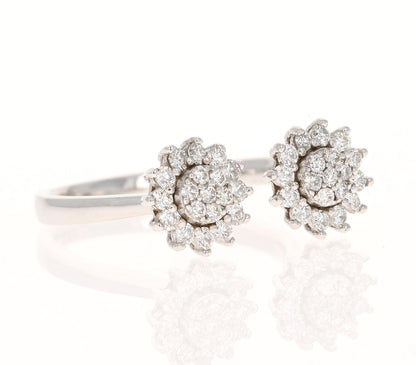 Natural Diamond 0.68 Carat White Gold Cluster Cuff Ring