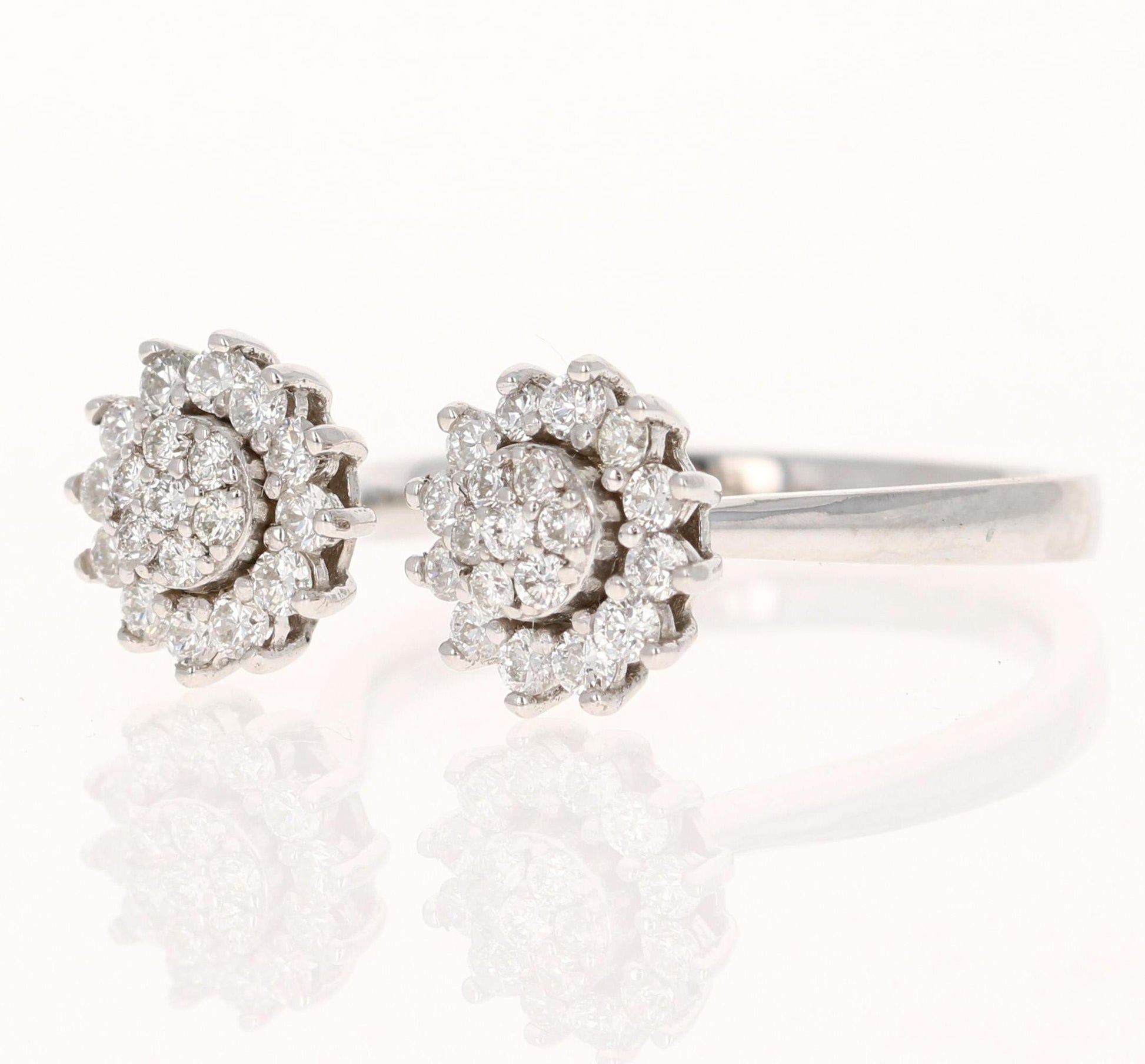 Natural Diamond 0.68 Carat White Gold Cluster Cuff Ring