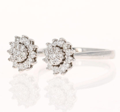 Natural Diamond 0.68 Carat White Gold Cluster Cuff Ring