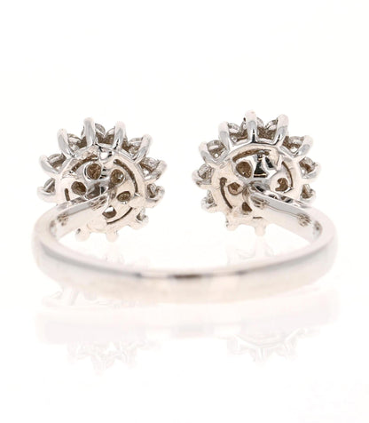 Natural Diamond 0.68 Carat White Gold Cluster Cuff Ring
