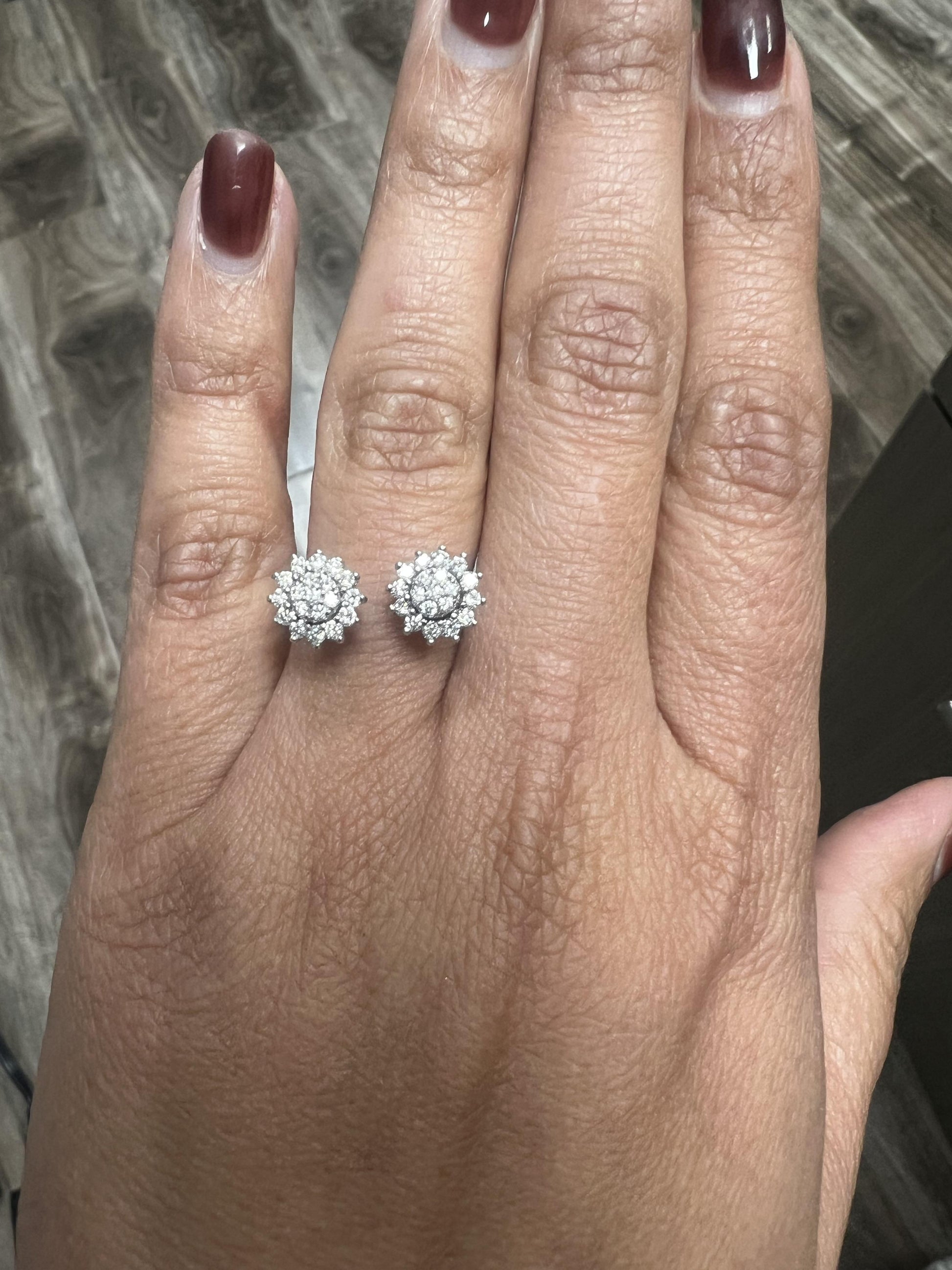 Natural Diamond 0.68 Carat White Gold Cluster Cuff Ring