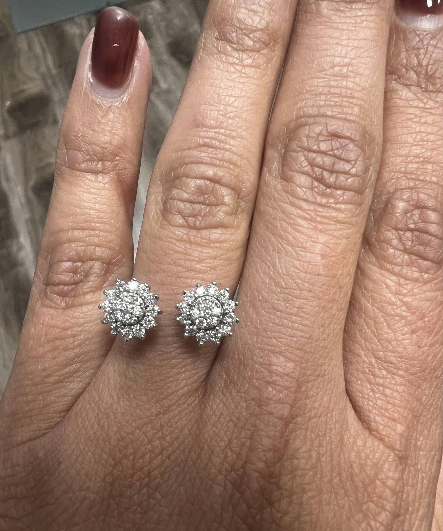 Natural Diamond 0.68 Carat White Gold Cluster Cuff Ring