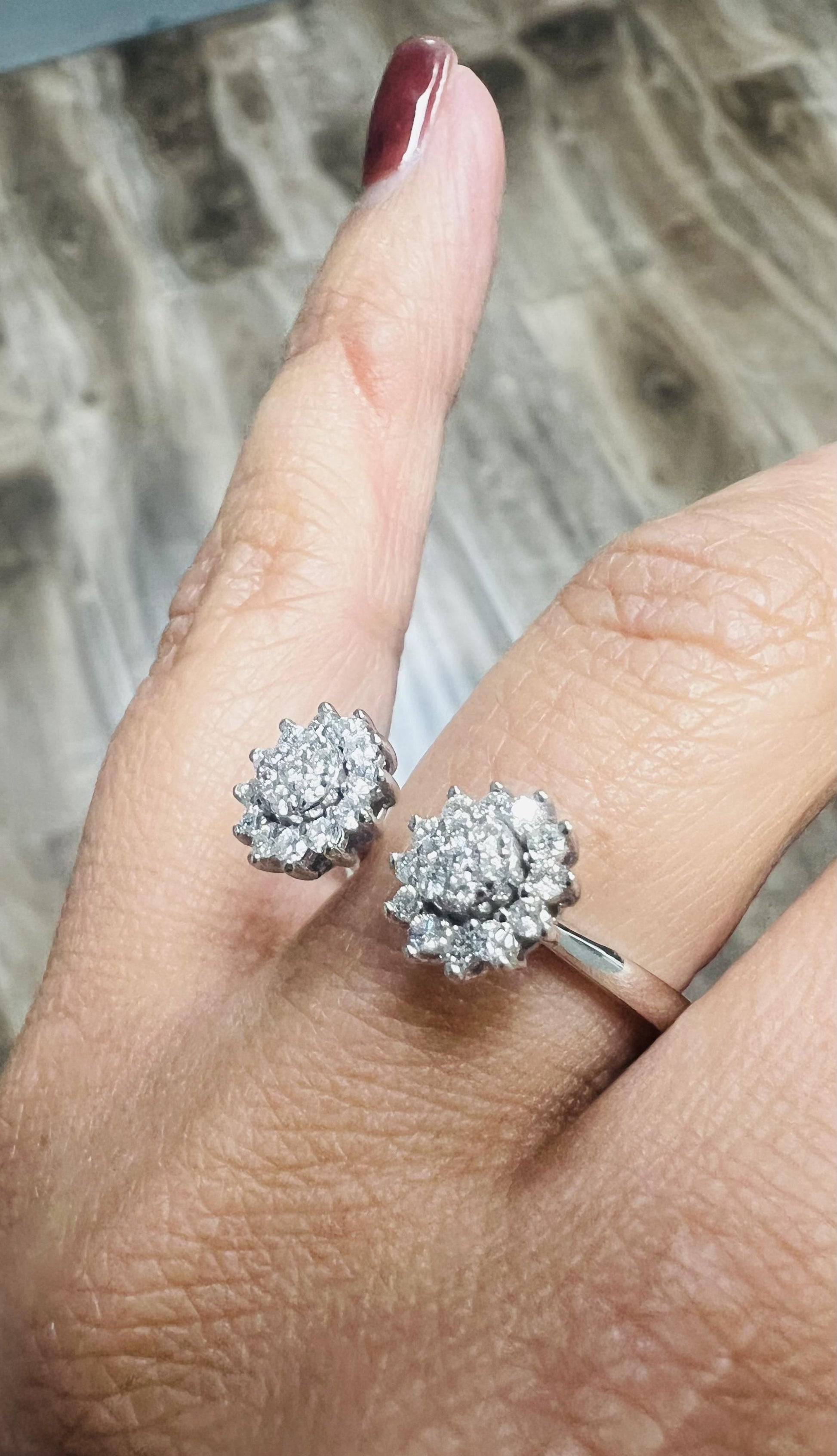 Natural Diamond 0.68 Carat White Gold Cluster Cuff Ring