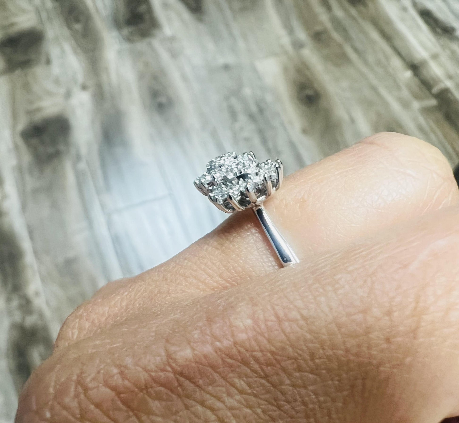 Natural Diamond 0.68 Carat White Gold Cluster Cuff Ring