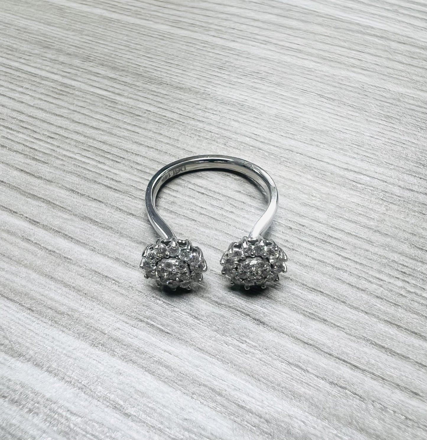 Natural Diamond 0.68 Carat White Gold Cluster Cuff Ring
