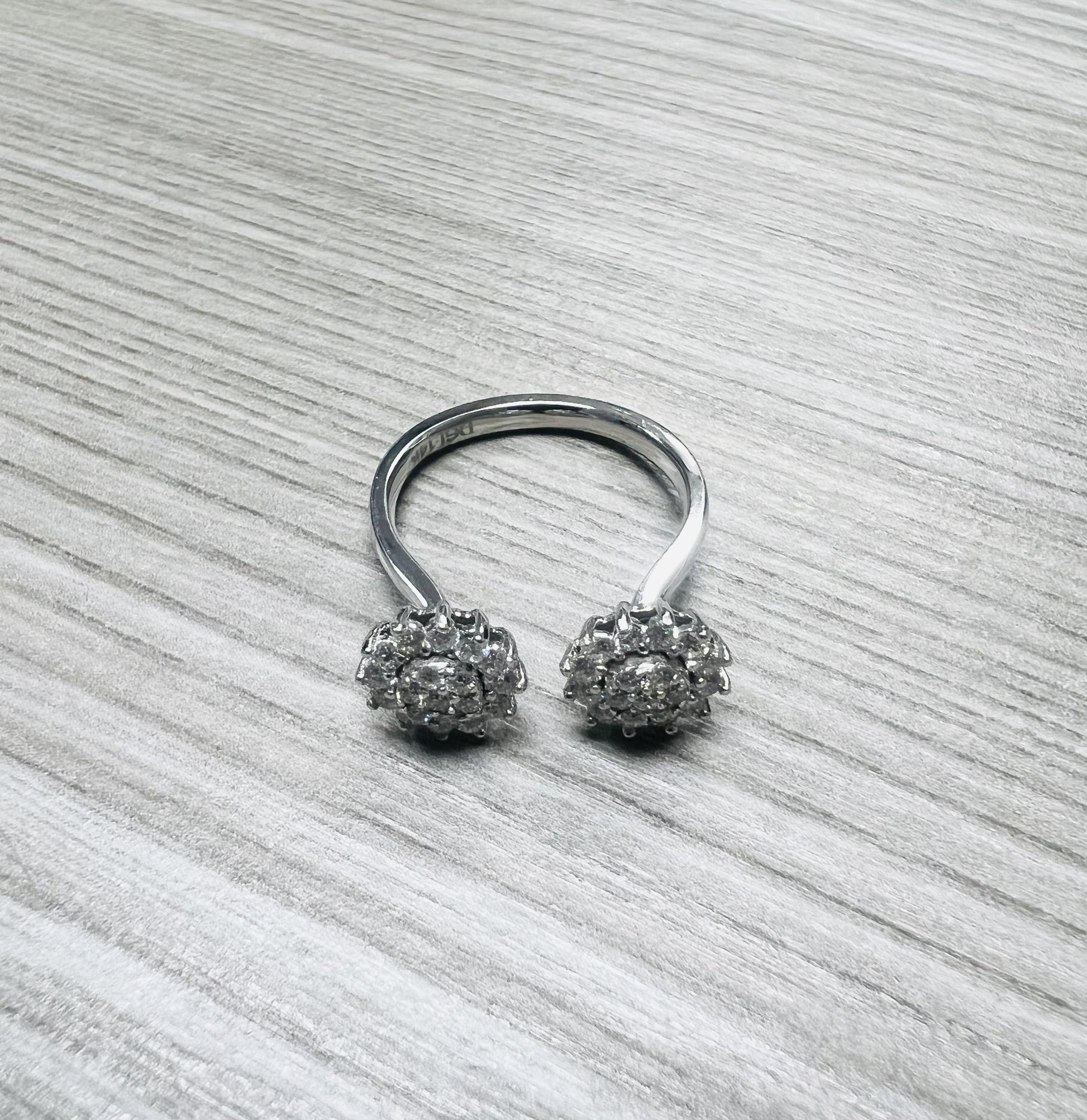 Natural Diamond 0.68 Carat White Gold Cluster Cuff Ring