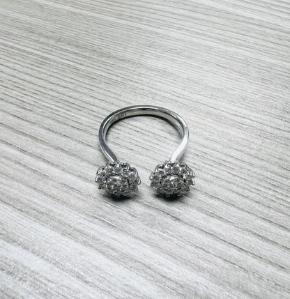 Natural Diamond 0.68 Carat White Gold Cluster Cuff Ring