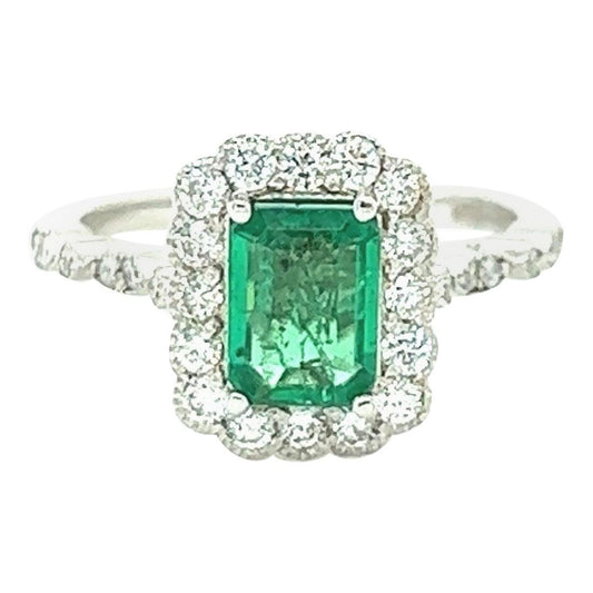 GIA Certified 1.49 Carat Emerald Diamond White Gold Engagement Ring