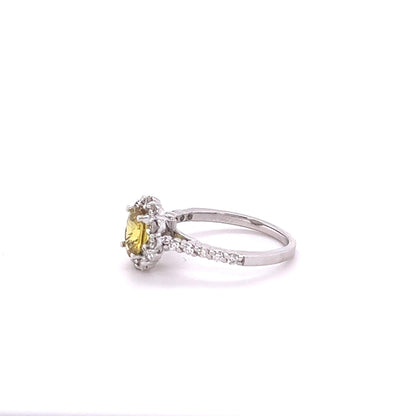GIA Certified 1.62 Carat Yellow Sapphire Diamond 18 Karat White Gold Ring