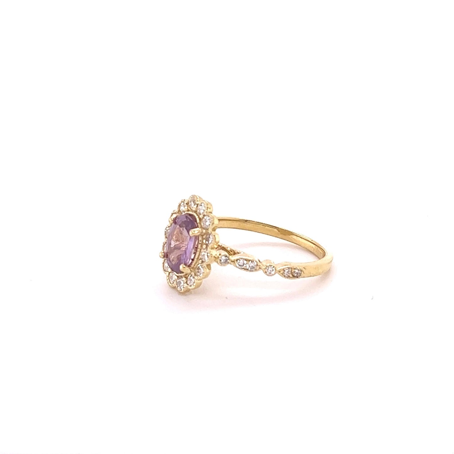GIA Certified 1.71 Carat Pink Sapphire Diamond Yellow Gold Engagement Ring