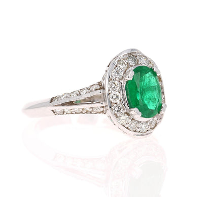 GIA Certified 1.79 Carat Emerald Diamond 18 Karat White Gold Ring