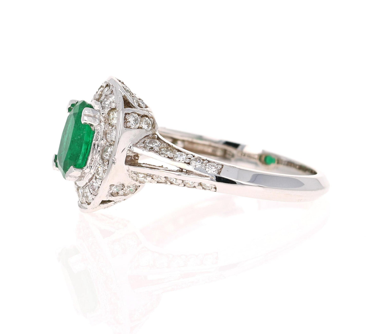 GIA Certified 1.79 Carat Emerald Diamond 18 Karat White Gold Ring