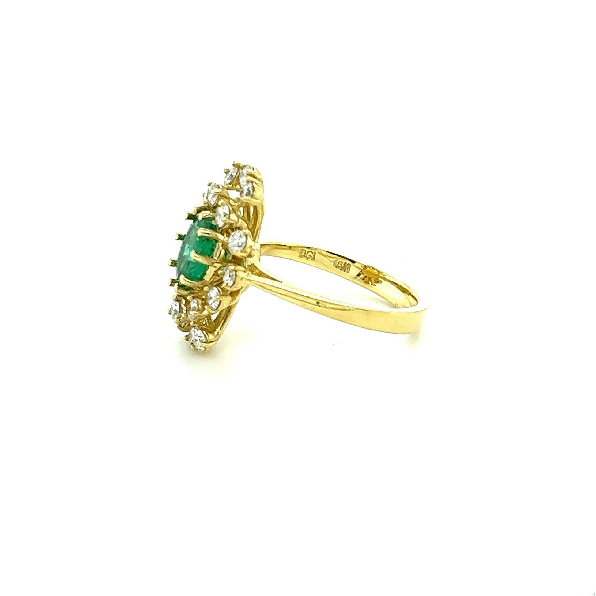 GIA Certified 1.87 Carat Natural Emerald Diamond Yellow Gold Ring